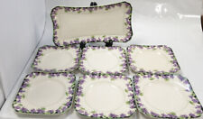 Royal Doulton Violets Black Trim Bread & Butter /Cake Plate x6 & Plater Vintage, used for sale  Shipping to South Africa
