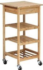 Oceanstar Modern Bamboo Kitchen Trolley with 3 Slatted Shelves NEW for sale  Shipping to South Africa