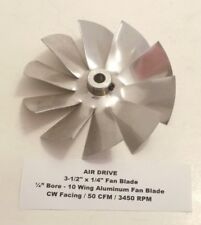 AIR DRIVE 3-1/2" x 1/4" Fan Blade - 10 Wing Aluminum Fan Blade - 1/4" Bore - CW , used for sale  Shipping to South Africa