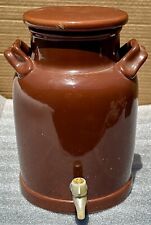 Rare Ceramic Cream / Milk Can Water Cooler Beverage Dispenser Brown for sale  Shipping to South Africa