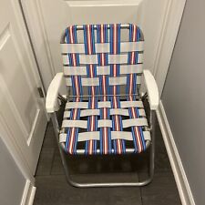 Silla plegable de aluminio vintage silla de césped palmeada roja blanca azul vinilo segunda mano  Embacar hacia Argentina