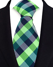 Nova gravata masculina xadrez clássica xadrez azul verde jacquard tecido seda comprar usado  Enviando para Brazil