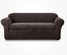 Used, Sure Fit Chocolate brown Stretch Pique slipcover Accommodates Sleeper Sofa 2pc for sale  Shipping to South Africa