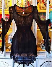 Vestido Vintage Betsey Johnson Noche Negro Transparente Gasa Crochet Ala de Murciélago Talla Pequeña segunda mano  Embacar hacia Argentina