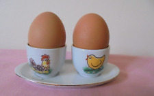 DOUBLE / TWIN CERAMIC EGG CUP ON INTEGRAL SAUCER CHICKEN / CHICK DESIGN for sale  Shipping to South Africa