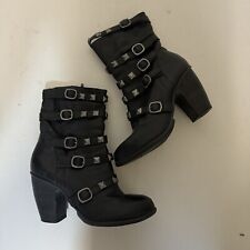 Bronx black leather studded silver biker cowboy boots 39 size 6  for sale  Shipping to South Africa