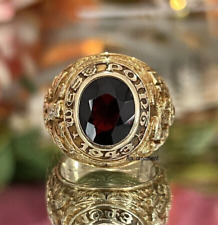 2.50 Ct Oval Simulated Garnet West Point Military Ring 14K Yellow Gold Plated for sale  Shipping to South Africa