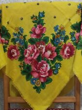 Bufanda amarilla vintage, bufanda con flores, bufanda de lana, bufanda ucraniana No14 segunda mano  Embacar hacia Argentina