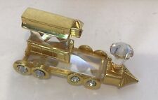 Locomotiva vintage 1983 cristal trem miniatura 3” tom dourado com pedras preciosas falsas comprar usado  Enviando para Brazil
