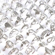 Lote de 50 anillos de corte láser de plata acero inoxidable estilo mezclado para mujeres y hombres segunda mano  Embacar hacia Argentina