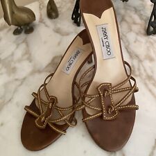 Jimmy Choo Brown  Sandals Kitten Heel Size 39.5  0GORGEOUS for sale  Shipping to South Africa