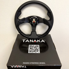 Tanaka Universal 6 Bolt 320mm PVC Leather Carbon Fiber 3 Spoke Steering Wheel  for sale  Shipping to South Africa