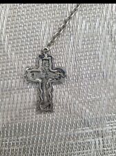 Collar de cuentas de rosario católico de acero inoxidable plateado para hombre/mujer crucifijo segunda mano  Embacar hacia Argentina