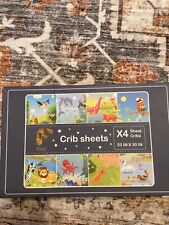 Baby Crib Sheets 4 pk gift set Fitted Sheet Multi colors Animal Theme, used for sale  Shipping to South Africa