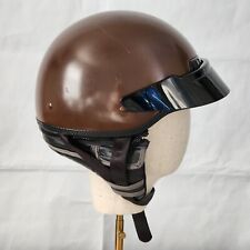 Used, Vtg VEGA Half Motorcycle Helmet Brown w/Remov Ear Warmer/Protector & Visor - XXL for sale  Shipping to South Africa