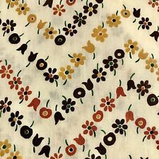 Juego de 2 piezas remanentes de tela de coser marrón marfil rojo floral 47"" x 44"" con dobladillo  segunda mano  Embacar hacia Argentina