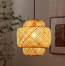 Hand-Woven Bamboo Pendant Light Hanging Lamp, 12 Inch Natural Rattan, used for sale  Shipping to South Africa