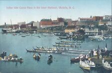 CANADA Indian war Canoe Race Inner Harbour Victoria BC 1910s PC for sale  Shipping to South Africa
