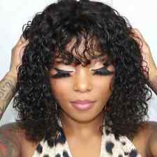 Short Pixie Bob Cut Human Hair Wigs With Bangs Water Wave Lace Wig For Women, used for sale  Shipping to South Africa