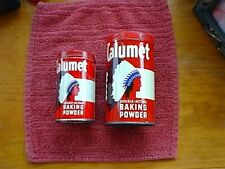 Used, 2 Vintage CALUMET BAKING POWDER Tin 1 & 1/2 lb Native American Indian Logo for sale  Shipping to South Africa