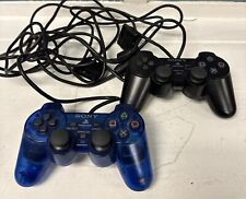Par de controladores analógicos de doble choque para Sony PlayStation 2 PS2 cristal azul negro segunda mano  Embacar hacia Argentina