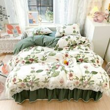 Conjunto de roupa de cama saia cama princesa 100% algodão flores renda conjunto de capa de edredom duplo, usado comprar usado  Enviando para Brazil