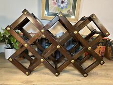 Vintage Expanding Wood Wine Rack Folding 8 Bottle Holder Wooden Table Top for sale  Shipping to South Africa