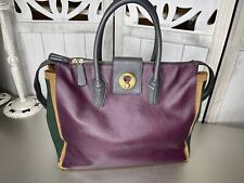 Bolsa tote Yves Saint Laurent Muse duas cabas couro pebble verde roxo bolsa de transporte toda comprar usado  Enviando para Brazil