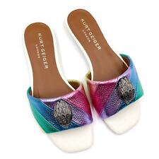 Kurt Geiger Kensington Flat Sandals Metallic Rainbow Slides Square Toe Sz 36 / 6 for sale  Shipping to South Africa