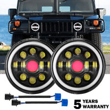 Pair 7" Inch Round LED Headlight H4 Turn Signal w/DRL For Jeep Hummer H1 H2 for sale  Hebron