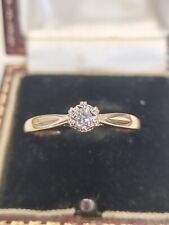9ct/375 Diamond Solitaire Engagement Ring Size " R & 1/2", used for sale  Shipping to South Africa