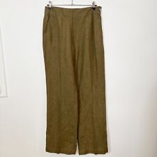 Used, Poetry Trousers Wide Leg 100% Linen Khaki Green Lightweight UK Size 12 NWOT  for sale  Shipping to South Africa