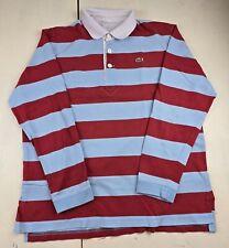 Camisa de rugby Lacoste vintage de manga larga con 1/4 botones a rayas azul claro y rojo para hombre segunda mano  Embacar hacia Argentina