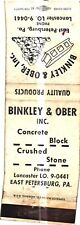 Binkley & Ober Inc. Bloco de concreto pedra esmagada Penna capa vintage Matchbook, usado comprar usado  Enviando para Brazil