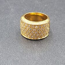 Gold Clad Sterling Silver Ring Cubic Zirconia Cocktail Ring Wide Band size 7 for sale  Shipping to South Africa