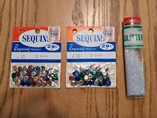 Used, Vintage Sequin And Glitter Lot-2 Sequins Unopened 1 Glitter Opened  for sale  Shipping to South Africa