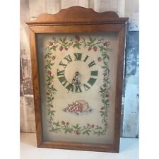 Hand Embroidered Cross Stitch Wooden Frame Clock with Glass Door Floral Vines Vi for sale  Shipping to South Africa