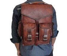 Para hombre Mochila de Cuero Bolso Mochila Mensajero Laptop Cartera Genuina De Colección segunda mano  Embacar hacia Argentina