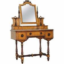 VICTORIAN 1880 CONTINENTAL BURR SATINWOOD DRESSING TABLE ITALIAN MARBLE TOP for sale  Shipping to South Africa