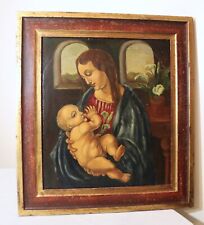 antiguo original Santa Virgen María Jesús para el Arte pintura al óleo religiosa sobre madera , usado segunda mano  Embacar hacia Argentina