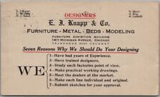 Postal publicitaria E.J. 1910 de Chicago, Illinois Tienda de muebles KNAPP & CO. segunda mano  Embacar hacia Argentina