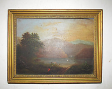 antique oil painting on board Hudson River School, used for sale  Shipping to South Africa