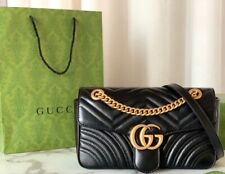 Autêntica bolsa de ombro de couro Gucci vintage padrão onda preta GG comprar usado  Enviando para Brazil