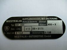Nameplate AHK Trailer Coupling Westfalia VW Bus T4 Clutch Ball Shield Yr for sale  Shipping to United Kingdom