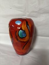 Vaso de cerâmica Poole vulcão vermelho laranja feito à mão na Inglaterra 8,5” de altura sem lascas comprar usado  Enviando para Brazil
