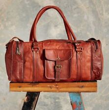 Vintage Hommes Cuir Véritable Grand Voyage Sport Weekend Handmade Valise Sac Gym comprar usado  Enviando para Brazil