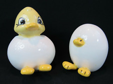 CERAMIC PAIR CHICKS CHICKENS EGG HATCHING  FIGURINE WHITE GLOSSY FINISH ~ 3 INCH for sale  Shipping to United Kingdom