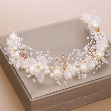 Big Flower White Pearl Crystal Hair Head Band Accessories Bridal Wedding for sale  Shipping to South Africa