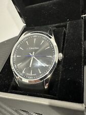 Reloj Calvin Klein hecho en Suiza moderno malla de cuero negro segunda mano  Embacar hacia Argentina