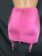 L Deep Pink Shimmer Silky Stretch ohSpandex Slip On Open Bottom Girdle Garters for sale  Shipping to Ireland